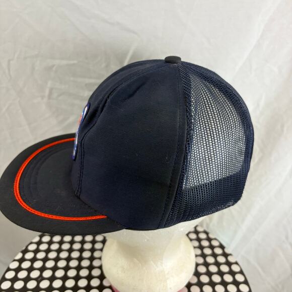 Roadway Vintage Snapback Trucker Hat Blue Orange Patch Logo USA - Picture 6 of 6